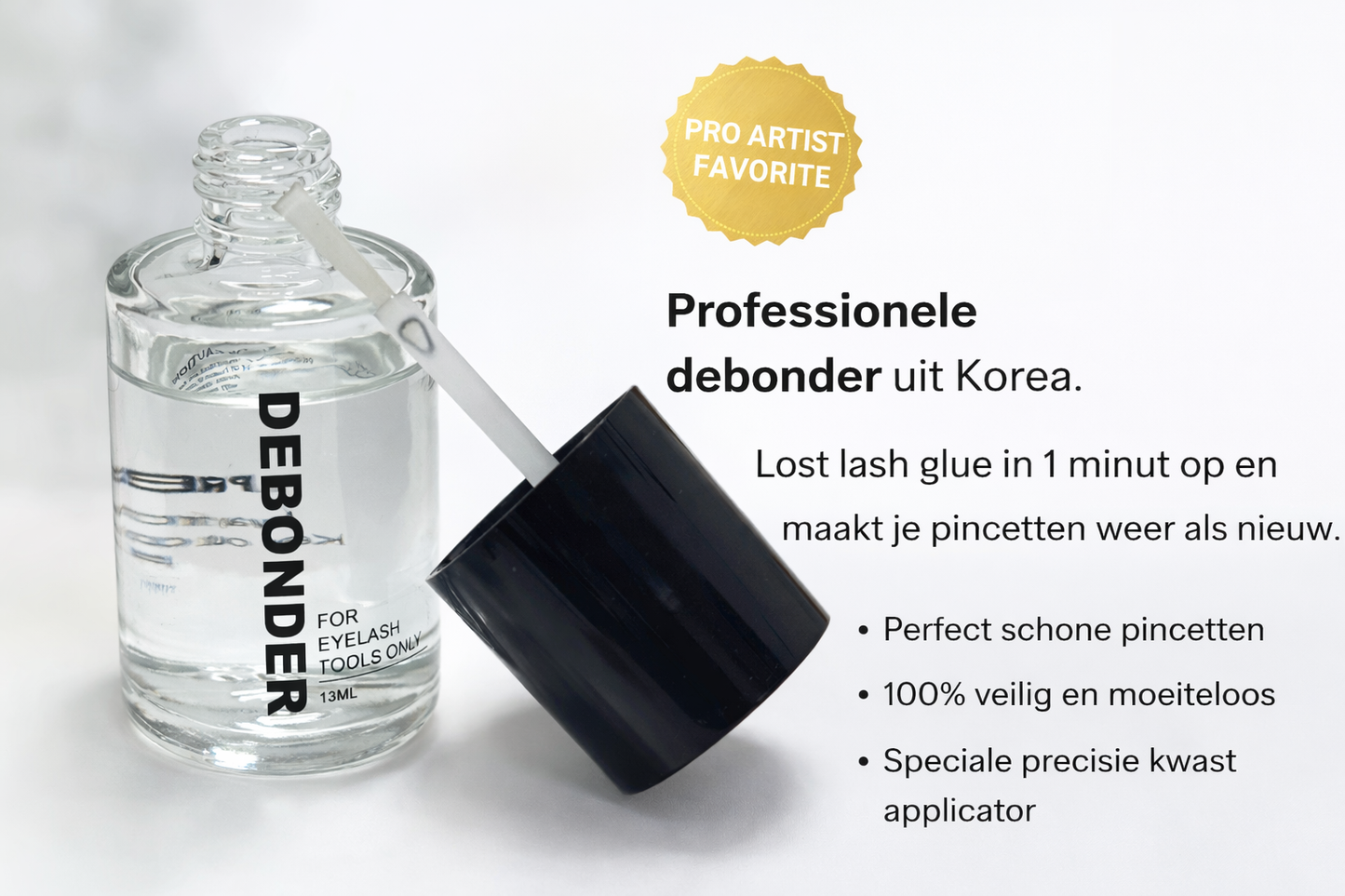 Korean × Lashroom Debonder – Voor perfect schone pincetten.